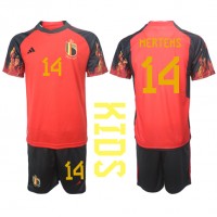 Belgicko Dries Mertens #14 Domáci Detský futbalový dres MS 2022 Krátky Rukáv (+ trenírky)